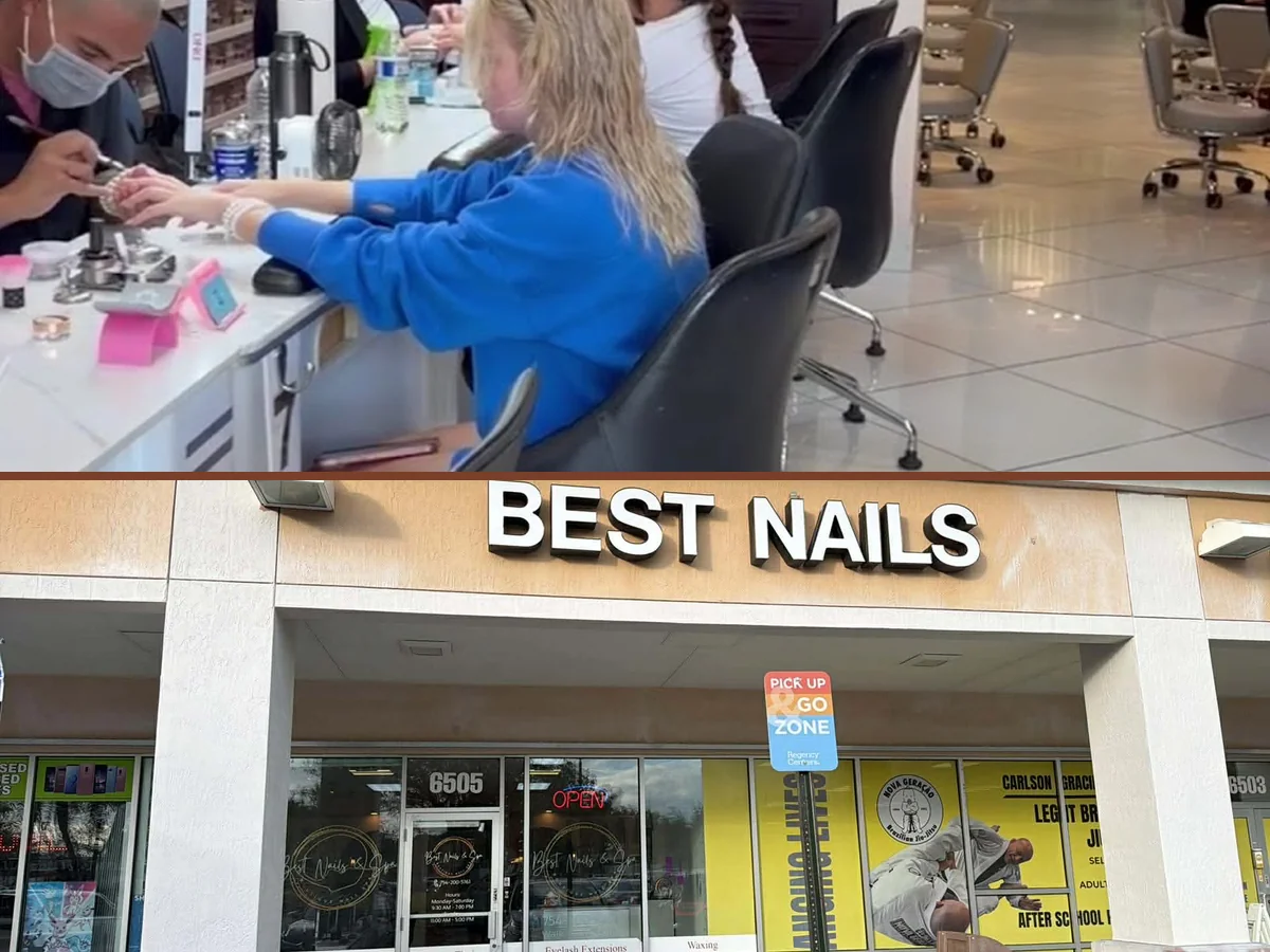 Nail stations with manicure tools